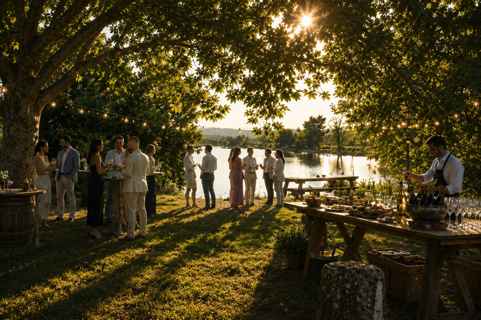 Terrasse près du lac pour le brunch